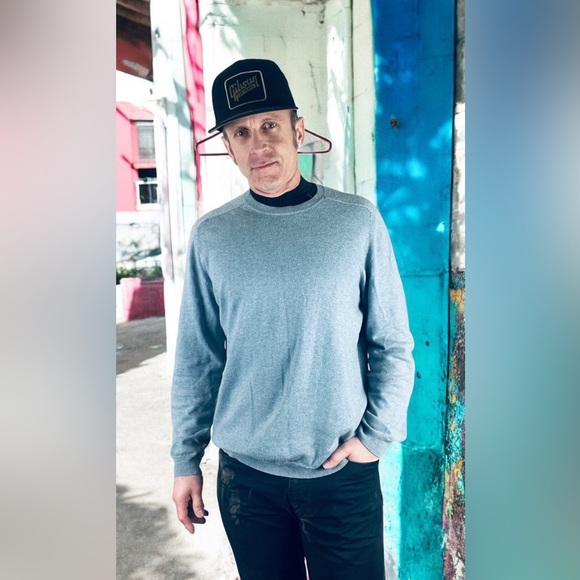 Taken down until MADe ART Crew Neck Cotton Wool Blend Sweater with Leather Elbow - Picture 4 of 5